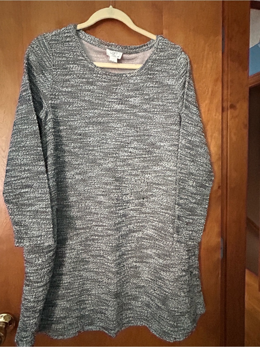 LOFT Gray Marled Long Sleeve Sweater Dress